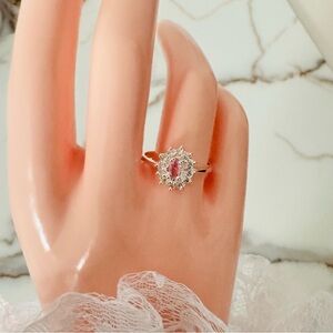 Elegant 925 Sterling Silver Pink and Silver Women's Ring. Size 9. New